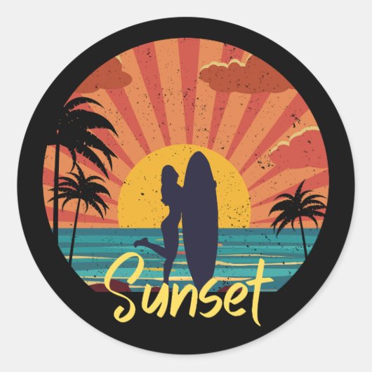 Sonnenuntergang Runder Aufkleber (Vorderseite)