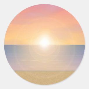 Sonnenuntergang: Runder Aufkleber