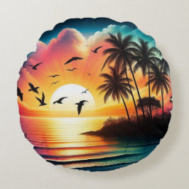 Sonnenuntergang Rundes Kissen