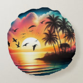 Sonnenuntergang Rundes Kissen (Rückseite)