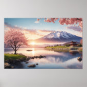 Sonnenuntergang Sakura Garten mit Aussicht aufs Ge Poster (Vorne)