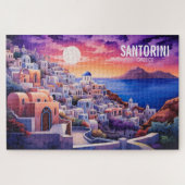 Sonnenuntergang Santorini Insel Illustration | Rei Puzzle (Horizontal)