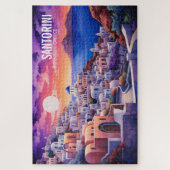 Sonnenuntergang Santorini Insel Illustration | Rei Puzzle (Vertikal)