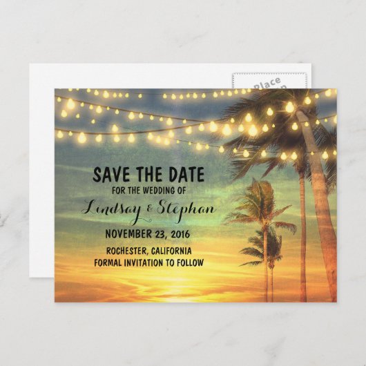 Sonnenuntergang Save the Date Postkarten (Vorne/Hinten)