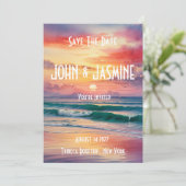 Sonnenuntergang Save the Date über dem Meer Einladung (Stehend Vorderseite)