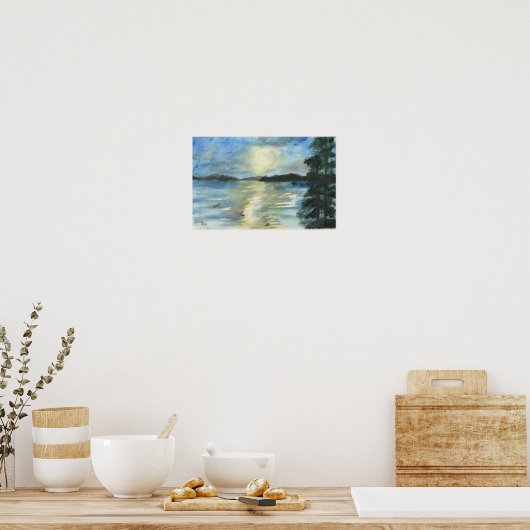 Sonnenuntergang schimmert in Bellgrade Seen, Maine Poster (Küche)