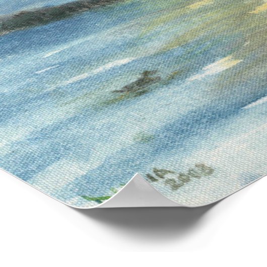 Sonnenuntergang schimmert in Bellgrade Seen, Maine Poster (Ecke)