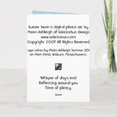 Sonnenuntergang-Schwan Karte (Rückseite)