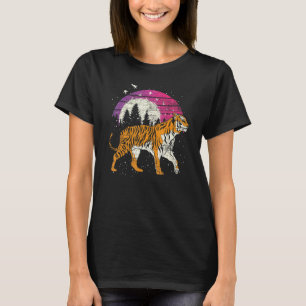 Sonnenuntergang Schwarm Von Vögeln Wilde Katze Rau T-Shirt