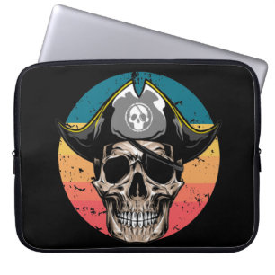 Sonnenuntergang Schwarze Piratenflagge Skull Lapto Laptopschutzhülle