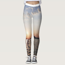 Sonnenuntergang Schwimmbäder Leggings für Frauen