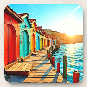 Sonnenuntergang: Seaside Hues Getränkeuntersetzer