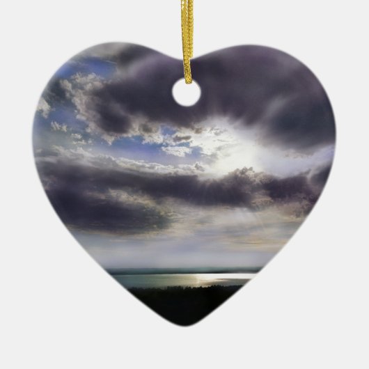 Sonnenuntergang Seepromenade Skyline Ozean Malerei Keramikornament (Vorne)