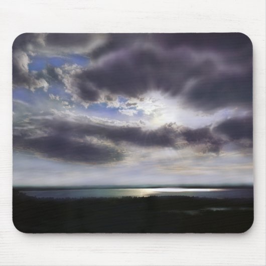 Sonnenuntergang Seepromenade Skyline Ozean Malerei Mousepad (Vorne)