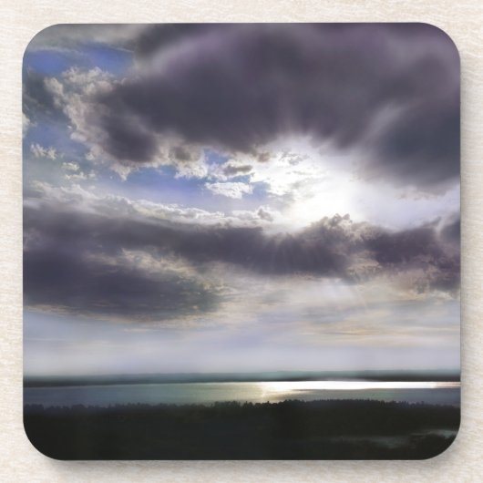 Sonnenuntergang Seepromenade Skyline Ozean Malerei Untersetzer (Vorderseite)