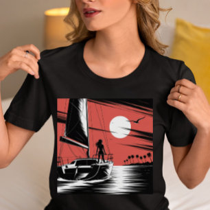 Sonnenuntergang-Segelabenteuer-Grafik Tri-Blend Shirt