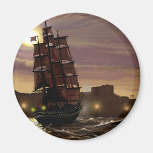 Sonnenuntergang-Segelboot angesehen durch Magnet