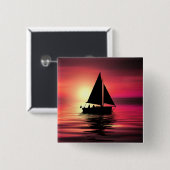 Sonnenuntergang, Segelboot im Meer-39186 Button (Vorne & Hinten)