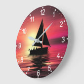 Sonnenuntergang, Segelboot im Meer-39186 Große Wanduhr (Winkel)