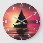 Sonnenuntergang, Segelboot im Meer-39186 Große Wanduhr (Vorderseite)