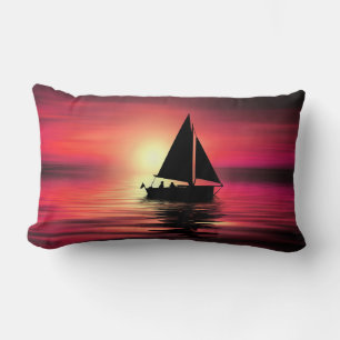 Sonnenuntergang, Segelboot im Meer-39186 Lendenkissen