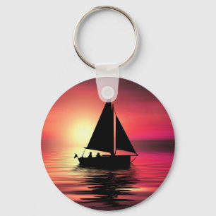 Sonnenuntergang, Segelboot im Meer-39186 Schlüsselanhänger