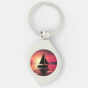 Sonnenuntergang, Segelboot im Meer-39186 Schlüsselanhänger