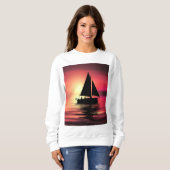 Sonnenuntergang, Segelboot im Meer-39186 Sweatshirt (Vorne ganz)
