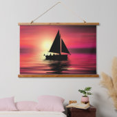 Sonnenuntergang, Segelboot im Meer-39186 Wandteppich Mit Holzrahmen (Schlafzimmer)