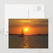 Sonnenuntergang-Segelboot Postkarte (Vorne/Hinten)