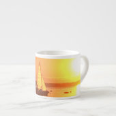 Sonnenuntergang-Segelboot-Uhr-Hügel RI Rhode Espressotasse (Vorderseite Rechts)