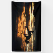 Sonnenuntergang Silhouette des Mädchens Banner (Vertikal)