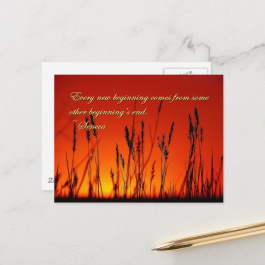 Sonnenuntergang Silhouette Inspiration Postkarte (Vorderseite/Rückseite Beispiel)