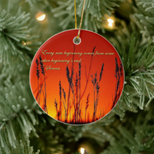 Sonnenuntergang-Silhouette Inspirational Keramik Ornament