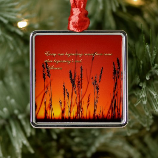 Sonnenuntergang-Silhouette Inspirational Ornament Aus Metall (Baum)