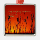 Sonnenuntergang-Silhouette Inspirational Ornament Aus Metall (Vorne)