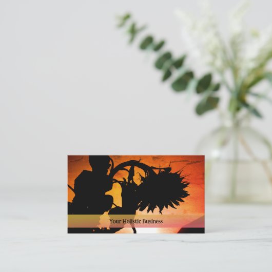 Sonnenuntergang Silhouette Orange Black Holistic Visitenkarte (Stehend Vorderseite)