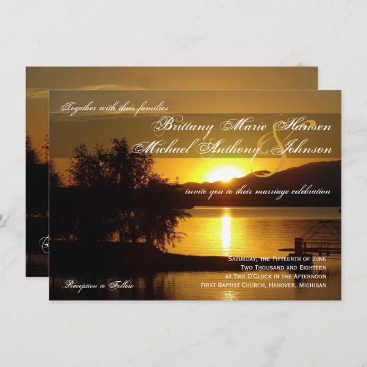 Sonnenuntergang Silhouette Tree Lake Einladung (Vorne/Hinten)