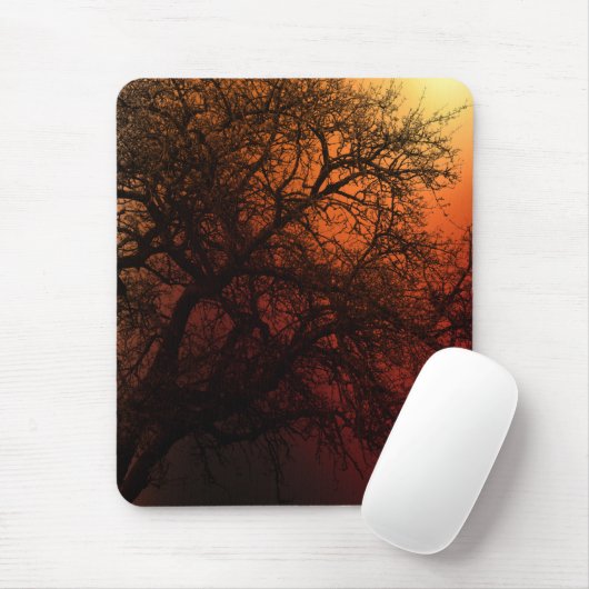 Sonnenuntergang Silhouette Winterbaum Mousepad (Mit Mouse)