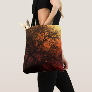 Sonnenuntergang Silhouette Winterbaum Tasche