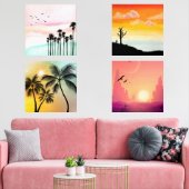 Sonnenuntergang Silhouetten & Tropen Bilderwand Sets (Wohnzimmer)
