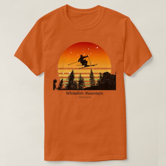 Sonnenuntergang Skifahren bei Whitefish Mountain M T-Shirt (Design vorne)