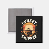 Sonnenuntergang Skipper Bootfahren Pontoonboot See Magnet (Vorderseite/Rückseite)