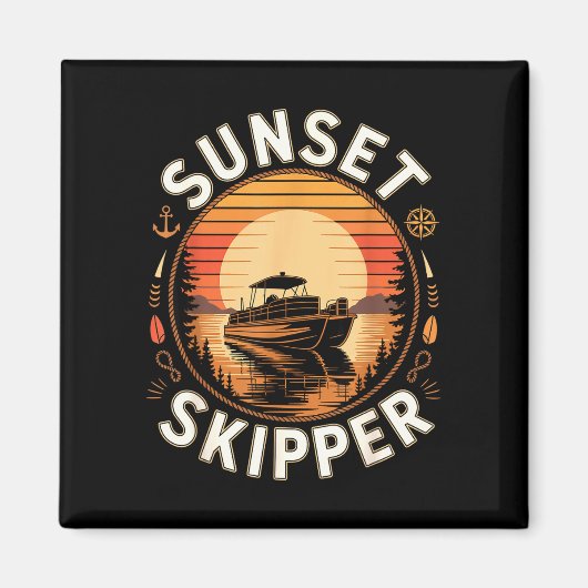 Sonnenuntergang Skipper Bootfahren Pontoonboot See Magnet (Vorne)