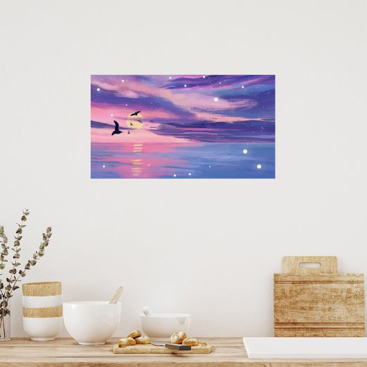 Sonnenuntergang Sky Ocean Natural Landschaft Poster (Küche)