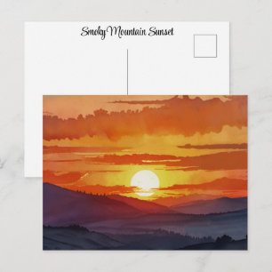 Sonnenuntergang Smoky Mountain Wunderschöne Aquare Postkarte