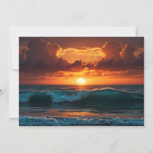 Sonnenuntergang Sonnenaufgang Ozean Strand Wellen  Feiertagskarte