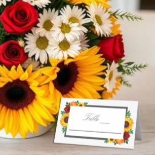 Sonnenuntergang Sonnenblume Rose Florale Hochzeit Platzkarte