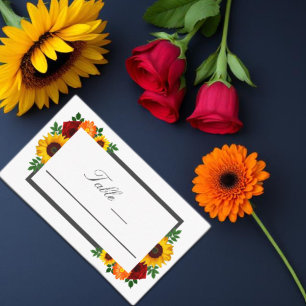 Sonnenuntergang Sonnenblume Rose Florale Hochzeit Platzkarte