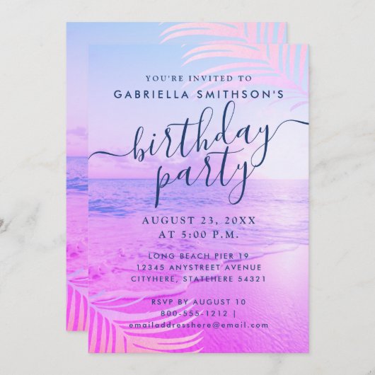 Sonnenuntergang Sonnenuntergang, hellrosa Filter G Einladung (Vorne/Hinten)